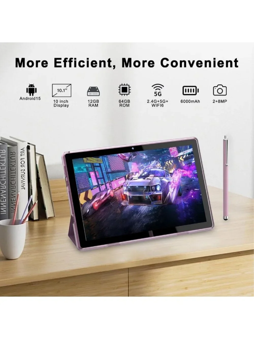 10-Inch Android Tablet, 12GB RAM, 64GB Storage, Dual Camera, 6000mAh Battery